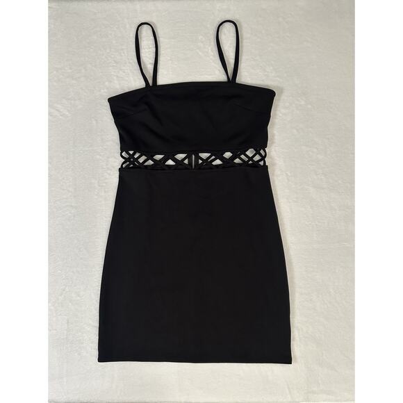 G By Guess Black Cut Out Mini Dress Size Medium Gothic Love Island Clubwear - Picture 1 of 5
